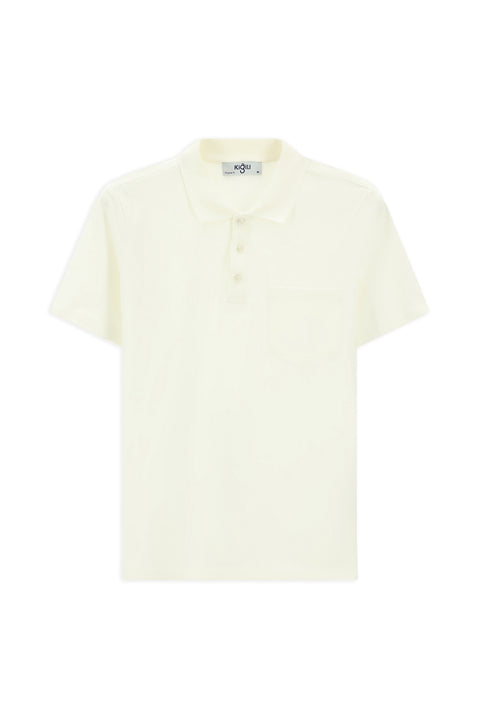 Beyaz Slim Fit Dar Kesim Pamuk Cepli Polo Yaka Tişört