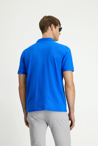 Saks Mavi Regular Fit Pamuk Nakışlı Cepli Kıvrılmaz Polo Yaka Tişört