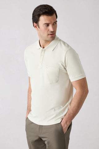 Taş Regular Fit Pamuk Nakışlı Cepli Kıvrılmaz Polo Yaka Tişört