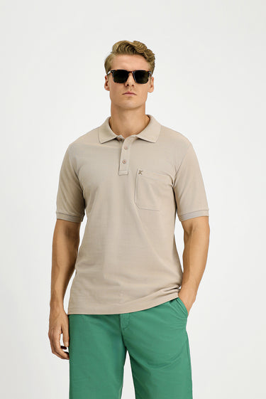 Orta Vizon Regular Fit Pamuk Nakışlı Cepli Kıvrılmaz Polo Yaka Tişört