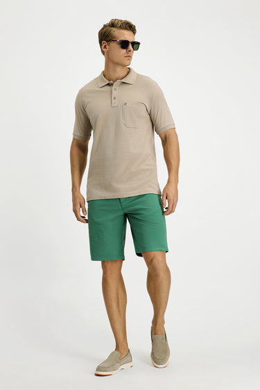 Orta Vizon Regular Fit Pamuk Nakışlı Cepli Kıvrılmaz Polo Yaka Tişört