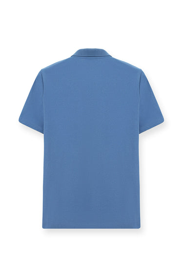 Havacı Mavi Regular Fit Pamuklu Nakışlı Cepli Polo Yaka Tişört