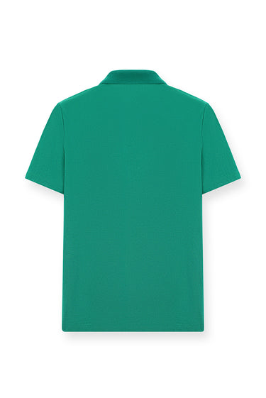 Orman Yeşili Regular Fit Pamuklu Nakışlı Cepli Polo Yaka Tişört