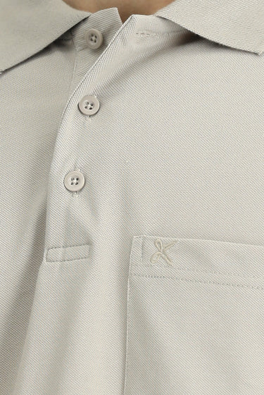 Orta Gri Regular Fit Pamuklu Nakışlı Cepli Polo Yaka Tişört