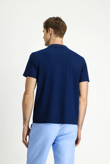 Orta Lacivert Regular Fit Pamuklu Nakışlı Cepli Polo Yaka Tişört