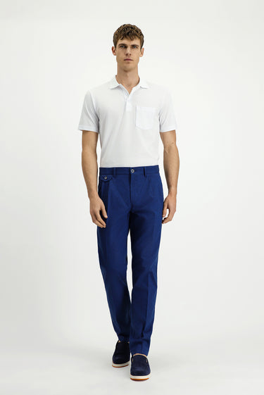 Beyaz Regular Fit Pamuklu Nakışlı Cepli Polo Yaka Tişört