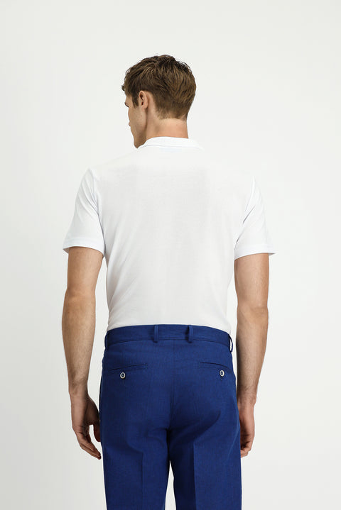 Beyaz Regular Fit Pamuklu Nakışlı Cepli Polo Yaka Tişört