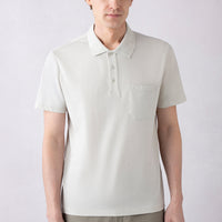 Stone Regular Fit Cotton Embroidered Pocket Polo Neck T-Shirt