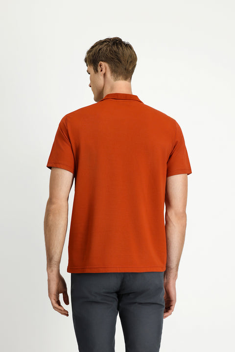Tile Regular Fit Cotton Embroidered Pocket Polo Neck T-Shirt