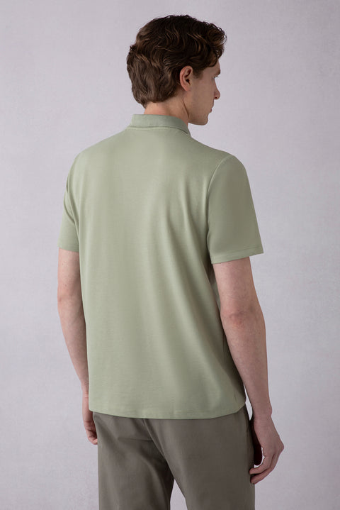 Forest Green Regular Fit Cotton Embroidered Pocket Polo Shirt