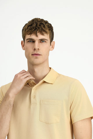 Orta Vizon Regular Fit Pamuklu Nakışlı Cepli Polo Yaka Tişört