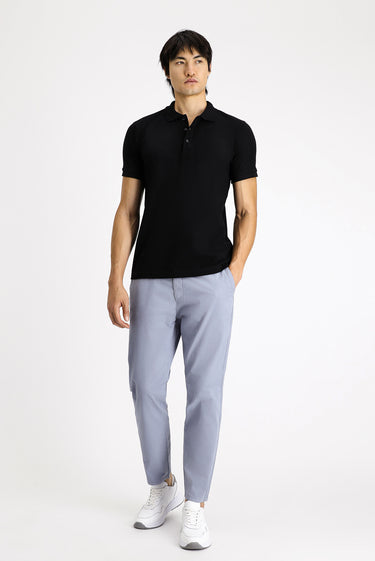 Siyah Slim Fit Dar Kesim Pamuk Polo Yaka Tişört