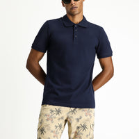 Koyu Lacivert Slim Fit Dar Kesim Pamuk Polo Yaka Tişört