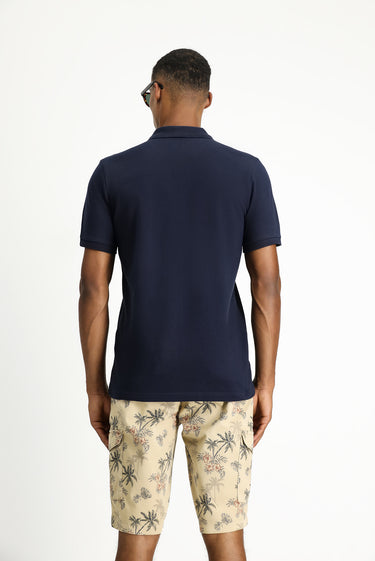 Koyu Lacivert Slim Fit Dar Kesim Pamuk Polo Yaka Tişört