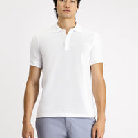 Beyaz Slim Fit Dar Kesim Pamuk Polo Yaka Tişört