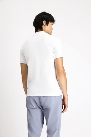 Beyaz Slim Fit Dar Kesim Pamuk Polo Yaka Tişört