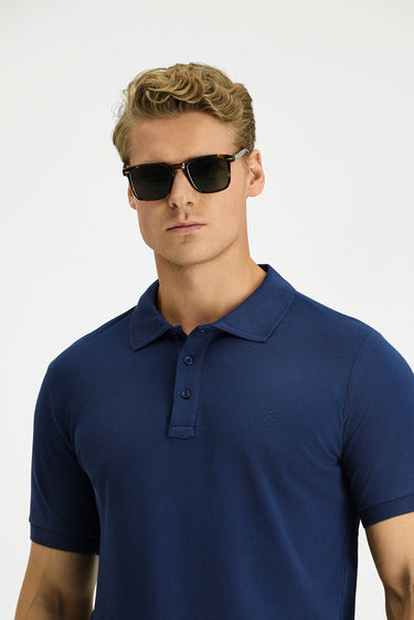 İndigo Slim Fit Dar Kesim Pamuk Kıvrılmaz Polo Yaka Tişört