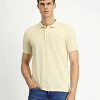 Açık Bej Slim Fit Dar Kesim Pamuk Kıvrılmaz Polo Yaka Tişört