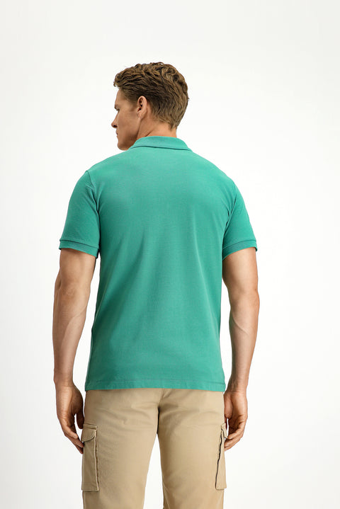 Coral Green Slim Fit Narrow Cut Cotton Non-Rip Polo Shirt