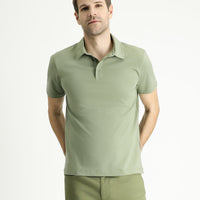 Orman Yeşili Slim Fit Dar Kesim Pamuklu Polo Yaka Tişört