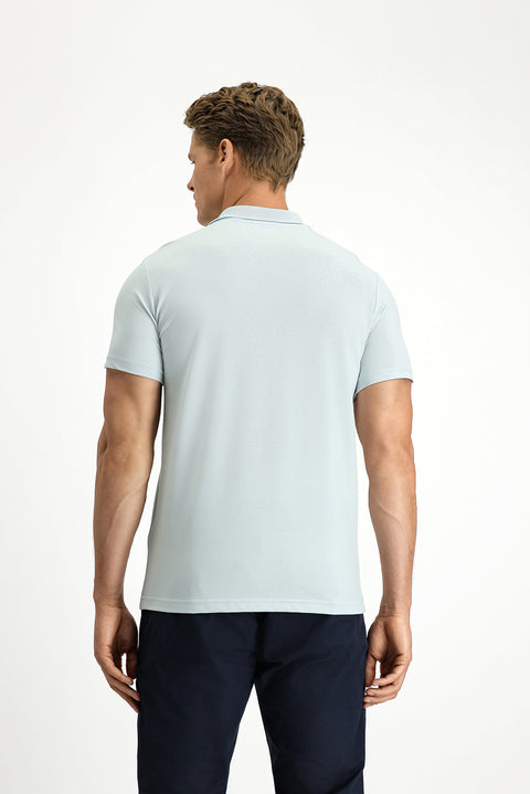 Light Blue Slim Fit Embroidered Cotton Polo Shirt