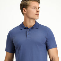 Indigo Slim Fit Embroidered Cotton Polo Shirt