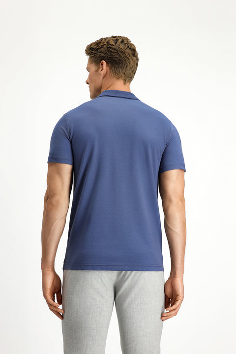 Indigo Slim Fit Embroidered Cotton Polo Shirt