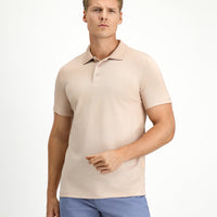 Orta Bej Slim Fit Dar Kesim Nakışlı Pamuklu Polo Yaka Tişört