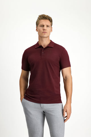 Koyu Bordo Slim Fit Dar Kesim Nakışlı Pamuklu Polo Yaka Tişört