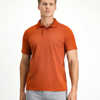 Kiremit Slim Fit Dar Kesim Nakışlı Pamuklu Polo Yaka Tişört