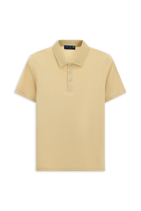 Medium Mink Slim Fit Narrow Cut Embroidered Cotton Polo Shirt