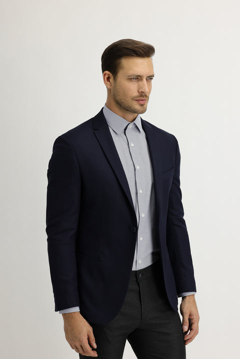 Koyu Lacivert 7 Drop Super Slim Fit Eksra Dar Kesim Fit Spor Ceket