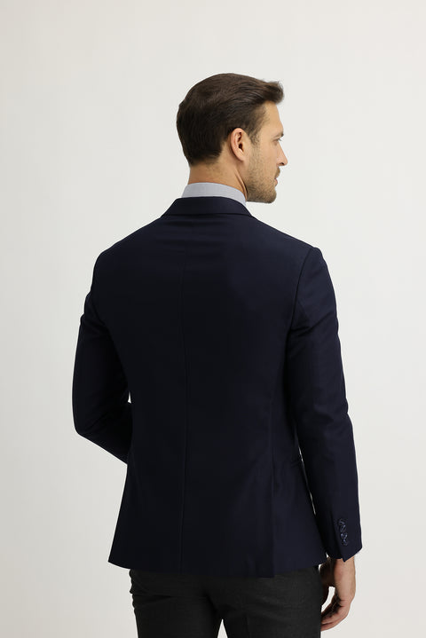 Koyu Lacivert 7 Drop Super Slim Fit Eksra Dar Kesim Fit Spor Ceket