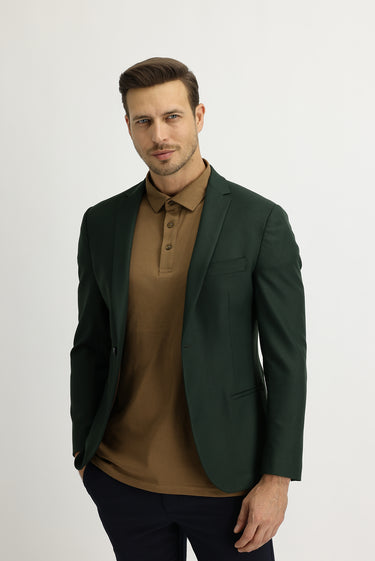 Koyu Yeşil Super Slim Fit Ekstra Dar Kesim Fit Spor Ceket