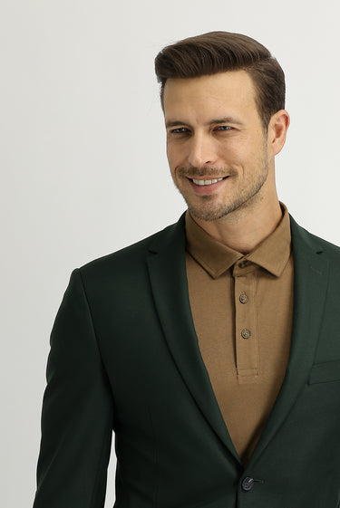 Koyu Yeşil Super Slim Fit Ekstra Dar Kesim Fit Spor Ceket