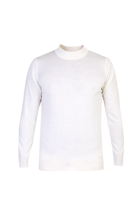Cream Half Turtleneck Wool Knit Sweater