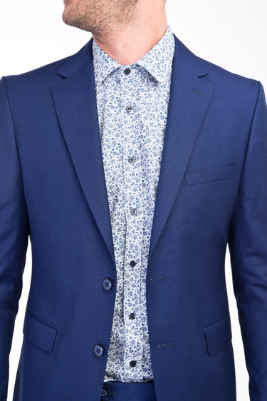 Lacivert Slim Fit Dar Kesim Desenli Takım Elbise