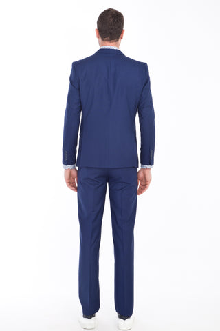  Lacivert 6 Drop Regular Fit Standart Kesim Desenli Takım Elbise