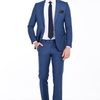 Blue 7 Drop Slim Fit Patterned Suit