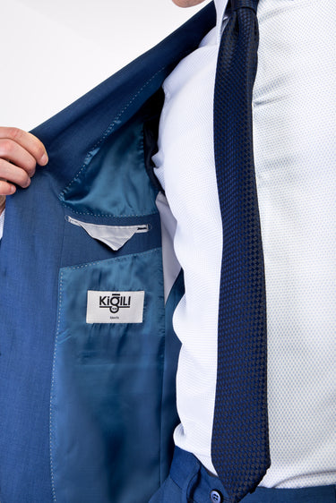 Mavi Regular Fit Desenli Takım Elbise