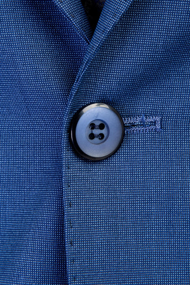 Mavi Slim Fit Dar Kesim Desenli Takım Elbise