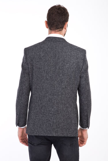 Füme Gri Klasik Desenli Ceket