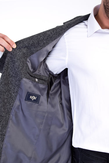 Füme Gri Klasik Desenli Ceket