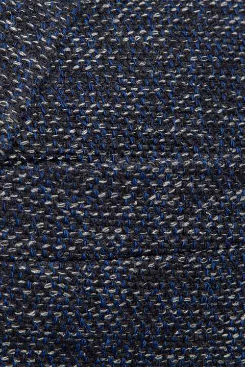 Lacivert 8 Drop Long Slim Fit Uzun Dar Kesim Desenli Ceket