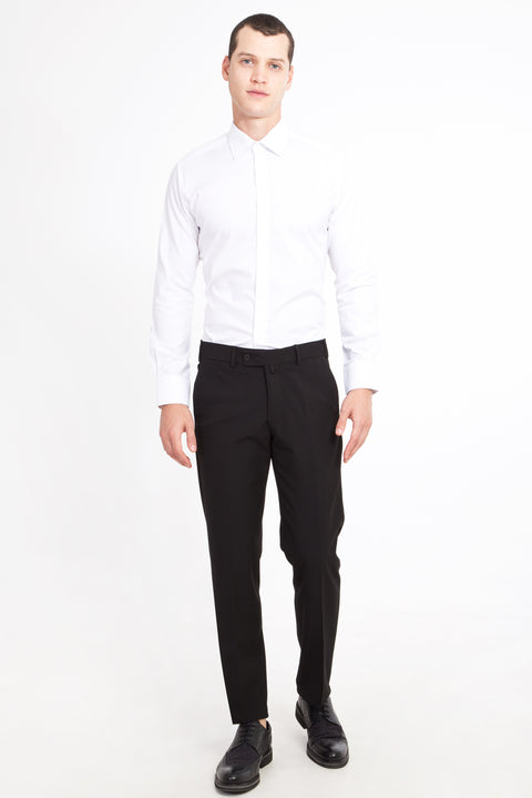 Siyah 6 Drop Regular Fit Standart Kesim Likralı Klasik Kumaş Pantolon