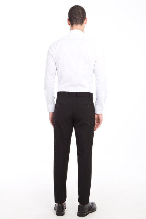 Siyah 6 Drop Regular Fit Standart Kesim Likralı Klasik Kumaş Pantolon