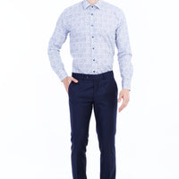 Navy Blue 6 Drop Regular Fit Standard Cut Lycra Classic Fabric Trousers