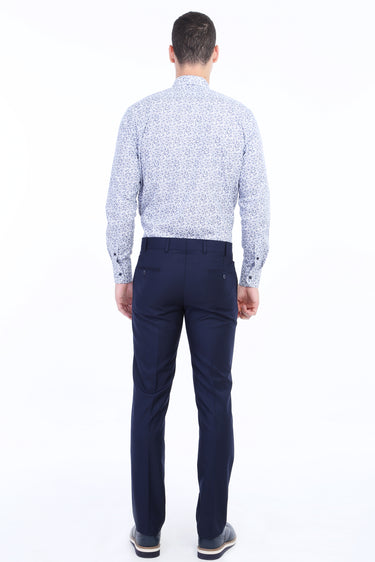 Lacivert Slim Fit Dar Kesim Klasik Kumaş Pantolon