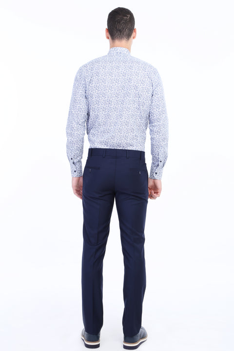 Lacivert 7 Drop Slim Fit Dar Kesim Klasik Kumaş Pantolon