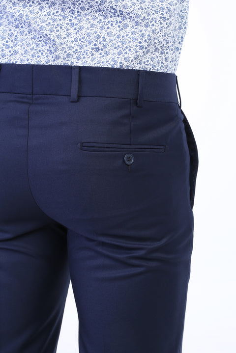 Lacivert 7 Drop Slim Fit Dar Kesim Klasik Kumaş Pantolon